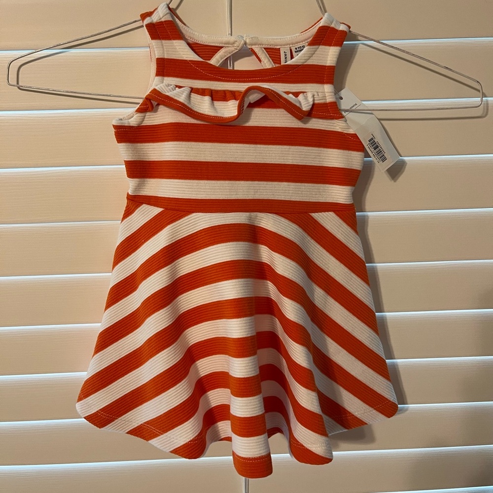 6-12 months Janie and Jack Bold Orange and White Striped Dress